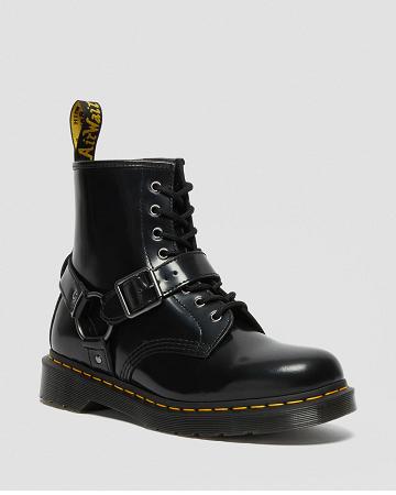 Botas con Cordones Dr Martens 1460 Harness Cuero Hombre Negros | MX 294TCE